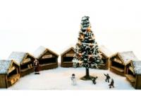 DM-Toys 625, Lasercut Bausatz, Set Weihnachtsmarktbuden 7x, Spur N 1:160
