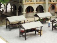DM-Toys 627, Lasercut Bausatz, Set Marktstände 7x, Spur N 1:160
