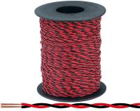Kupferlitze, 2 x 0,04 mm², 2-adrig, verseilt, rot-schwarz, 100 m Spule