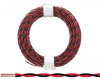 Kupferlitze, 2 x 0,04 mm², 2-adrig, verseilt, zweifarbig, 10 m Ring, verschiedene Farben