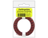 Kupferlitze, 2 x 0,04 mm², 2-adrig hochflexibel, verseilt, rot-schwarz, 10 m Ring
