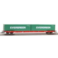 Igra Model, Spur H0, Sggnss 80, Nacco, rot beladen mit 2 Evergreen Container, DC, 96010048