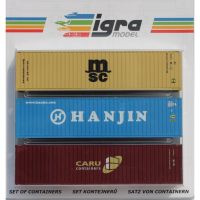 Preview: Igra Model, Spur H0, Container 3-er Set, CARU - HANJIN - MSC, 98010008