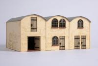 Preview: Joswood 80001, Spur TT, Tonnendachhalle beige, Lasercut Bausatz