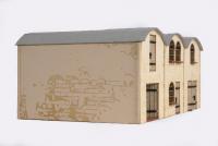 Preview: Joswood 80001, Spur TT, Tonnendachhalle beige, Lasercut Bausatz