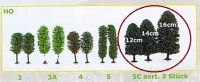Preview: Jordan 5C, 3 Laubbäume grün sortiert mit Fuß, ca. 12/14/16 cm, Made in Germany