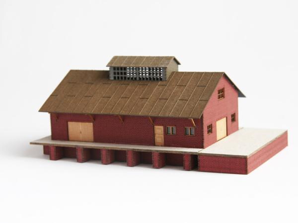DM-Toys 605, Lasercut Bausatz, Güterabfertigung Bausatz aus farbigem Karton, Spur N 1:160