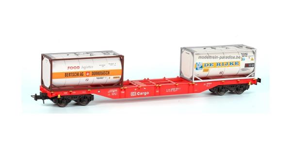 B-models 54.124, Spur H0, Sgns Tragwagen, DB, 2 x 20" Tankcontainern, "BERTSCHI Food Logistics" und "De Rijke" DC,  54124