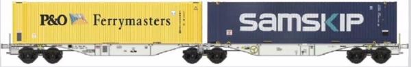 B-models Spur H0, Containertragwagen Sggmrss 90, mit 2 Stk. 45ft. Container, Serie "Metall Edition", DC, 59.202