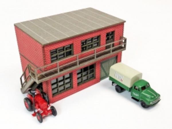 DM-Toys 818, Lasercut Bausatz, Werkstatt mit Büro, Spur N 1:160