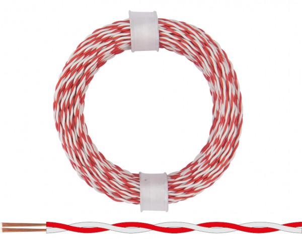 Kupferlitze, 2 x 0,04 mm², 2-adrig, verseilt, zweifarbig, 10 m Ring, verschiedene Farben