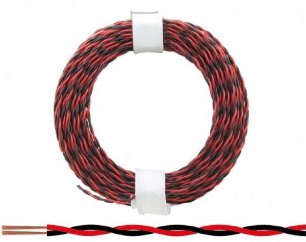 Kupferlitze, 2 x 0,04 mm², 2-adrig, verseilt, zweifarbig, 10 m Ring, verschiedene Farben