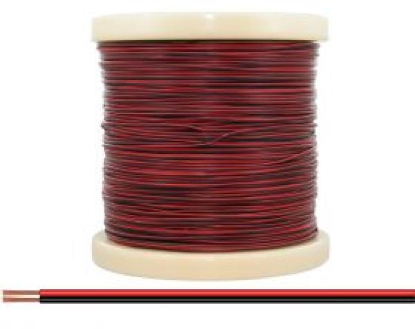 Kupferlitze, 2 x 0,14 mm², 2-adrig, zweifarbig, 500 m Spule, rot-schwarz, 218-500