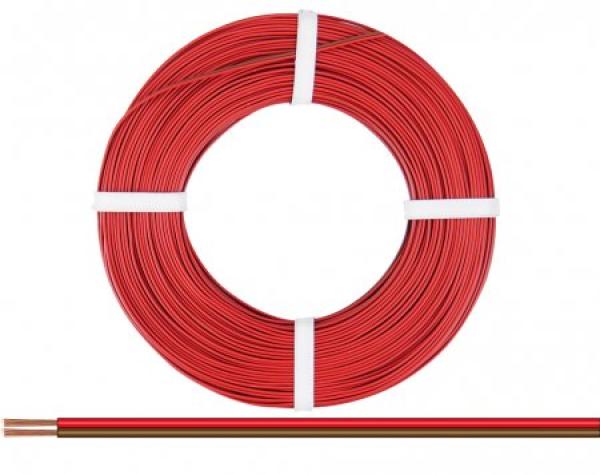 Kupferlitze, 2 x 0,75 mm², 2-adrig, zweifarbig, 25m Ring,  rot/braun
