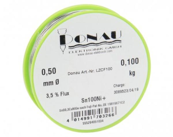 Lötzinn, LZCF100 - Lötzinn "CLEAR", Ø 0,5 mm, Sn100Ni+, bleifrei, Spule 100g