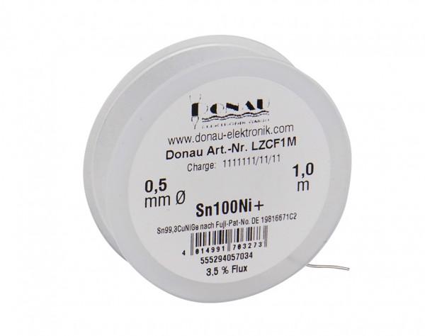 Lötzinn, LZCF1M "CLEAR", Ø 0,5 mm, Sn100Ni+,  Klappspule 1m