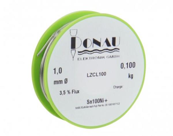 Lötzinn, LZCL100 - Lötzinn "CLEAR", Ø 1,0 mm, Sn100Ni+, bleifrei, Spule 100g