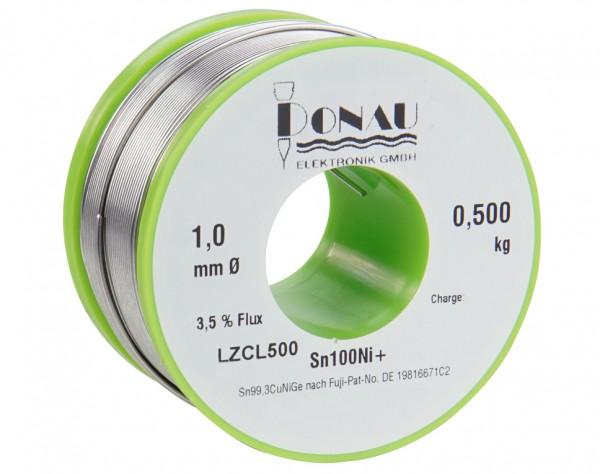 Lötzinn, LZCL500 - Lötzinn "CLEAR", Ø 1,0 mm, Sn100Ni+, bleifrei, Spule 500g
