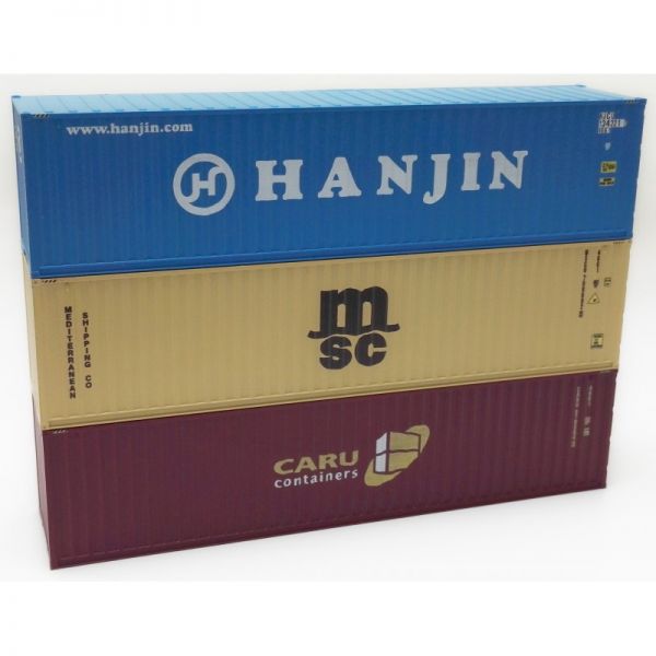 Igra Model, Spur H0, Container 3-er Set, CARU - HANJIN - MSC, 98010008