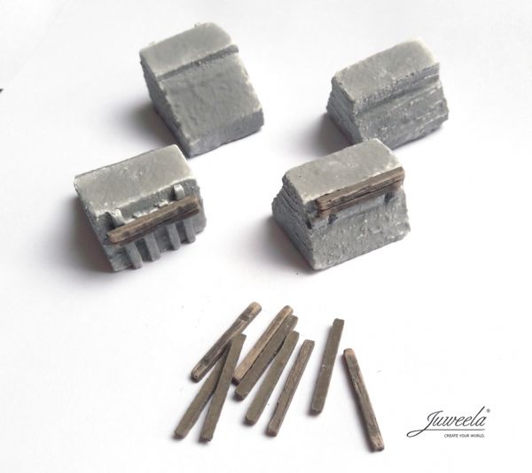Juweela, Prellböcke Beton, Spur TT, 21266 - 21267, Made in Germany