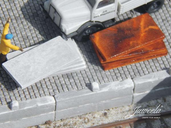 Juweela, Betonplatten + Brammen rostig, Spur TT, 21311 - 21312, Made in Germany