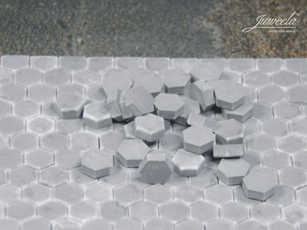 Juweela, Pflastersteine Hexa grau dunkel, Spur 1, 1:32 / 1:35, 23286 - 23353, Made in Germany