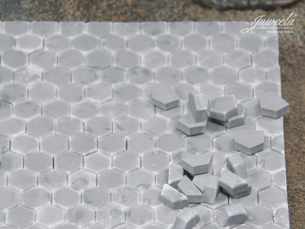 Juweela, Pflastersteine Hexa grau dunkel Ergänzung, Spur 1, 1:32 / 1:35, 23355, Made in Germany