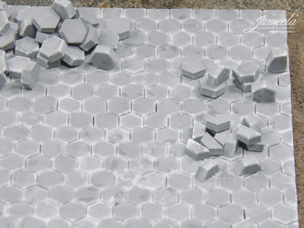 Juweela, Pflastersteine Hexa grau dunkel Sortiment, Spur 1, 1:32 / 1:35, 23357, Made in Germany