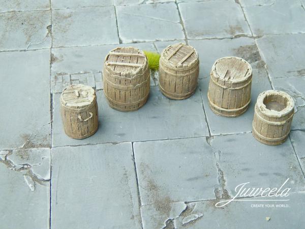 Juweela, Fässer Holz Hell, Spur 1, 1:32 / 1:35, 23411 - 23412, Made in Germany