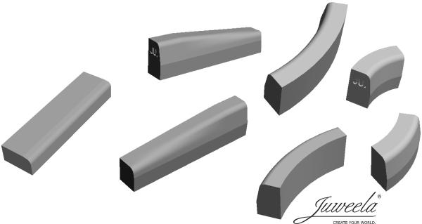 Juweela, Bordsteine Ergänzung (Kurve/Absenk), Spur 1, 1:32 / 1:35, 23434 - 23435, Made in Germany