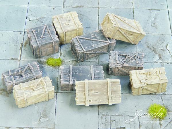 Juweela, Holzkisten gross Mix, Spur 0, 1:45, 24193, Made in Germany