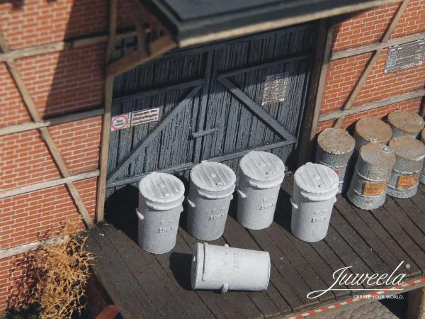 Juweela, Abfalltonnen "Aschekübel", 1:45, Spur 0, 24243 - 24244, Made in Germany,