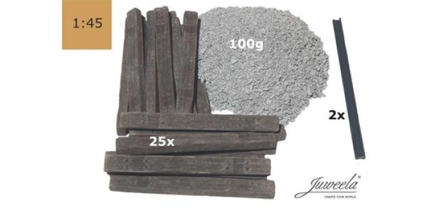 Juweela, Bahnsteig Schütt Holzschwelle, Spur 0, 1:45, 24251, Made in Germany