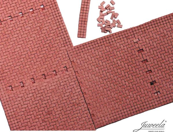 -Juweela, Flexyway Pflasterstraße "Fischgrät" rot, Spur H0, 28365 - 28366, 1:87, Made in Germany