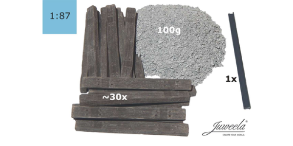 Juweela, Bahnsteig Schütt Holzschwelle, Spur H0, 28383, 1:87, Made in Germany