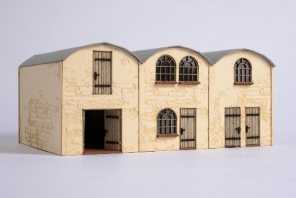 Joswood 80001, Spur TT, Tonnendachhalle beige, Lasercut Bausatz