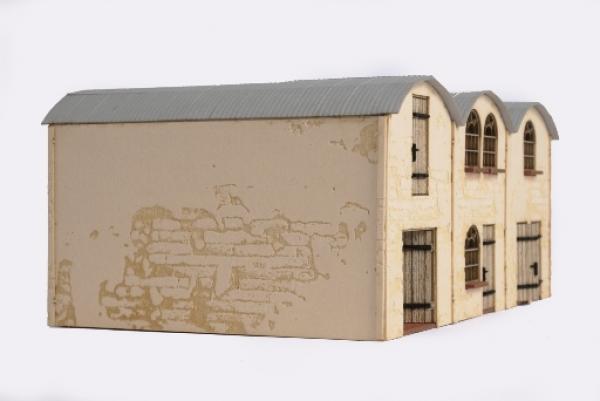 Joswood 80001, Spur TT, Tonnendachhalle beige, Lasercut Bausatz