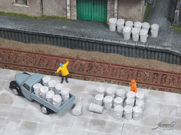 Juweela, Abfalltonnen / Aschekübel, Spur TT, 21259 - 21260, Made in Germany