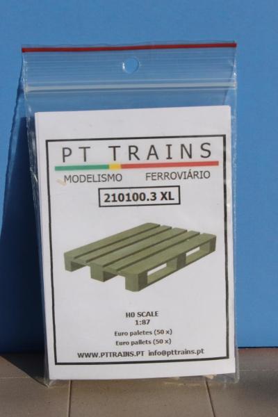 PT TRAINS 210100.3 XL, Spur H0,  Europaletten hellbraun Set mit 50 Stück