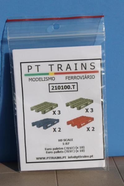 PT TRAINS 210100.T, Spur H0,  Europaletten verschiedene Farben Set mit 10 Stück