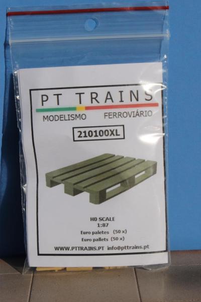 PT TRAINS 210100XL, Spur H0,  Europaletten hellbraun Set mit 50 Stück