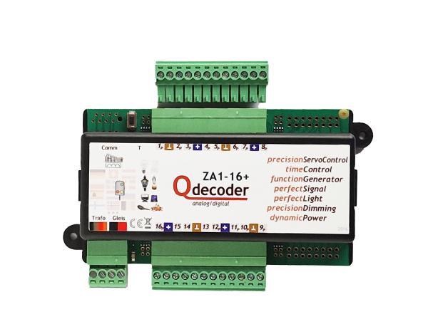 Qdecoder QD156, Lichtsignaldecoder Qdecoder ZA1-16+ dlx, Alleskönner für Weichen - Signale -  Licht -  Servos, DCC, MM