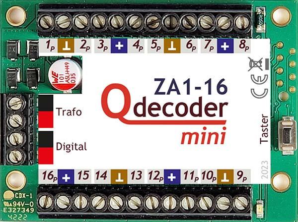 Qdecoder QD217, Lichtdecoder ZA1-16 mini, Licht-, Weichen und Signaldecoder , DCC, MM