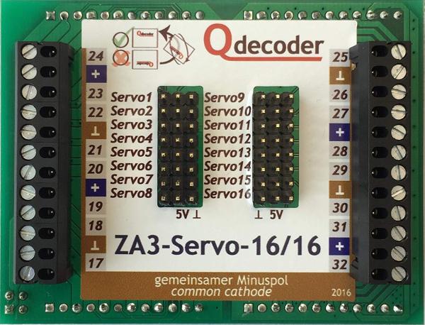 Qdecoder QD132, ZA3-Servo-16/16, Aufsteckplatine für 16 Servos