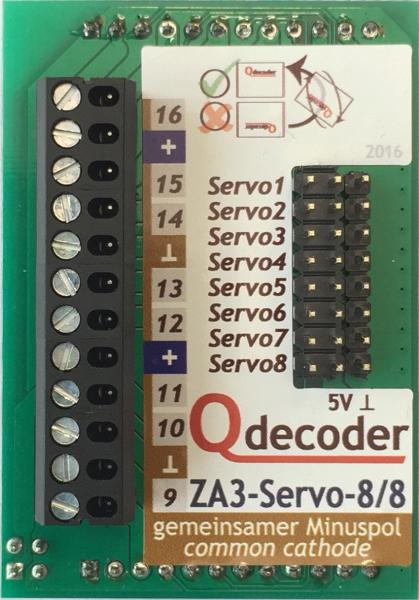 Qdecoder QD131, ZA3-Servo-8/8, Aufsteckplatine für 8 Servos
