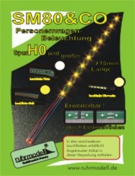 Ruhrmodell M001, SM80&CO, LED Waggonbeleuchtung, Leuchtfarbe gelb