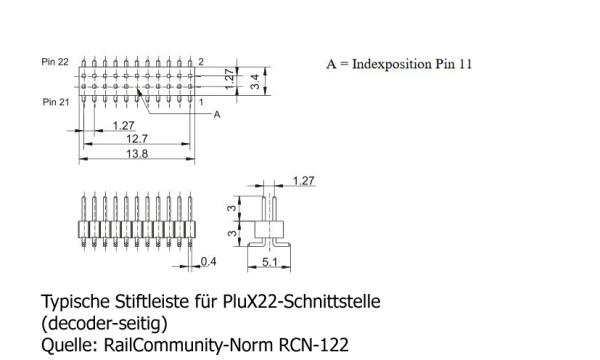 Tams Elektronik, Stiftleisten für Decoder-Schnittstellen 21MTC und PluX22, 70-01222-05