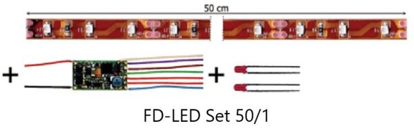Tams Elektronik, FD-LED Set, Wageninnenbeleuchtung mit Funktionsdecoder, Warmweiß, mit Anschlusskabel, 53-01451-01, 53-01471-01, 53-01451-02, 53-01471-012