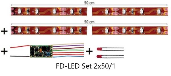 Tams Elektronik, FD-LED Set, Wageninnenbeleuchtung mit Funktionsdecoder, Warmweiß, mit Anschlusskabel, 53-01451-01, 53-01471-01, 53-01451-02, 53-01471-012