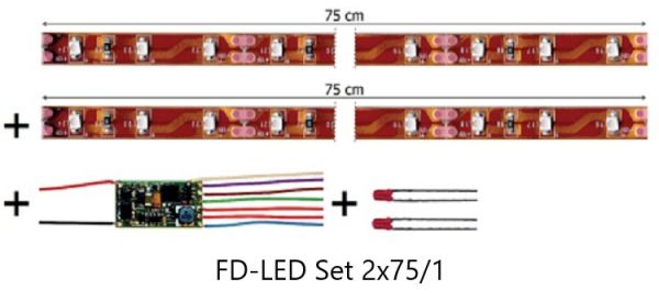 Tams Elektronik, FD-LED Set, Wageninnenbeleuchtung mit Funktionsdecoder, Warmweiß, mit Anschlusskabel, 53-01451-01, 53-01471-01, 53-01451-02, 53-01471-012